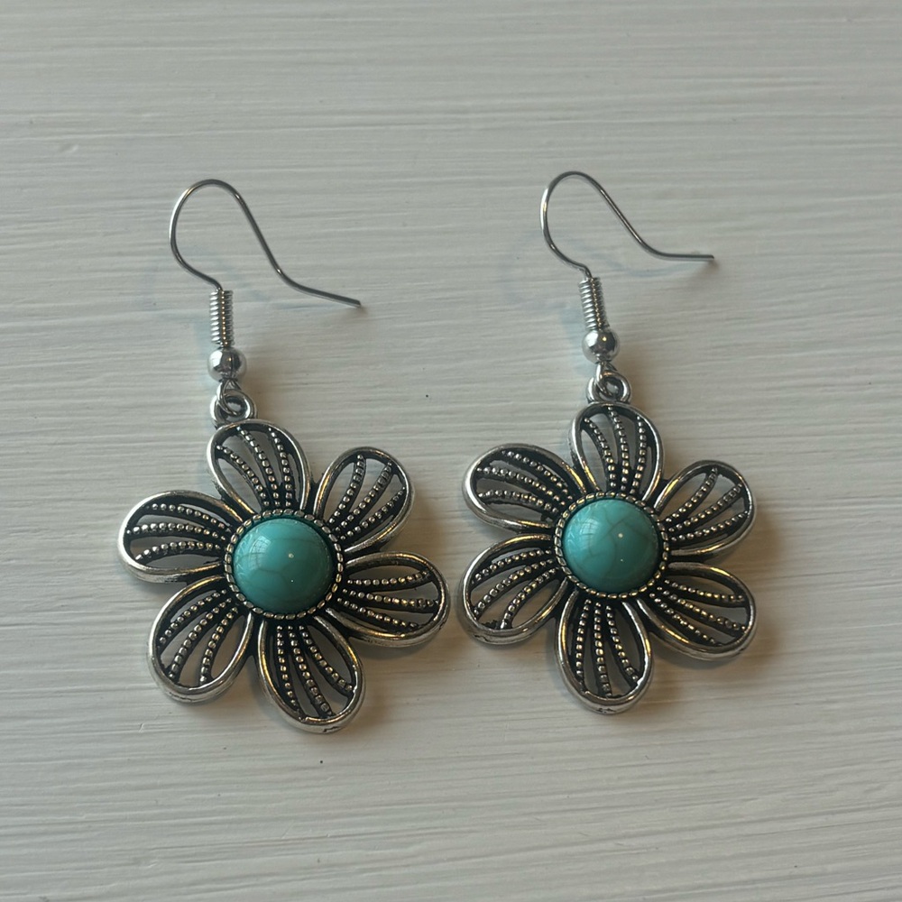 Bohemian Ethnic Vintage Earrings Set Acrylic Turquoise
